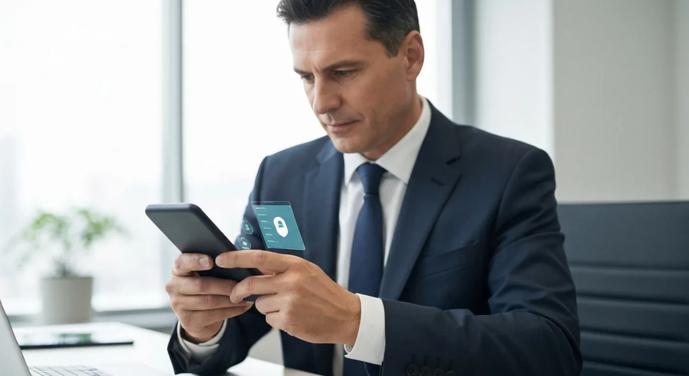 Professional using facial recognition technology on smartphone highlighting security concerns