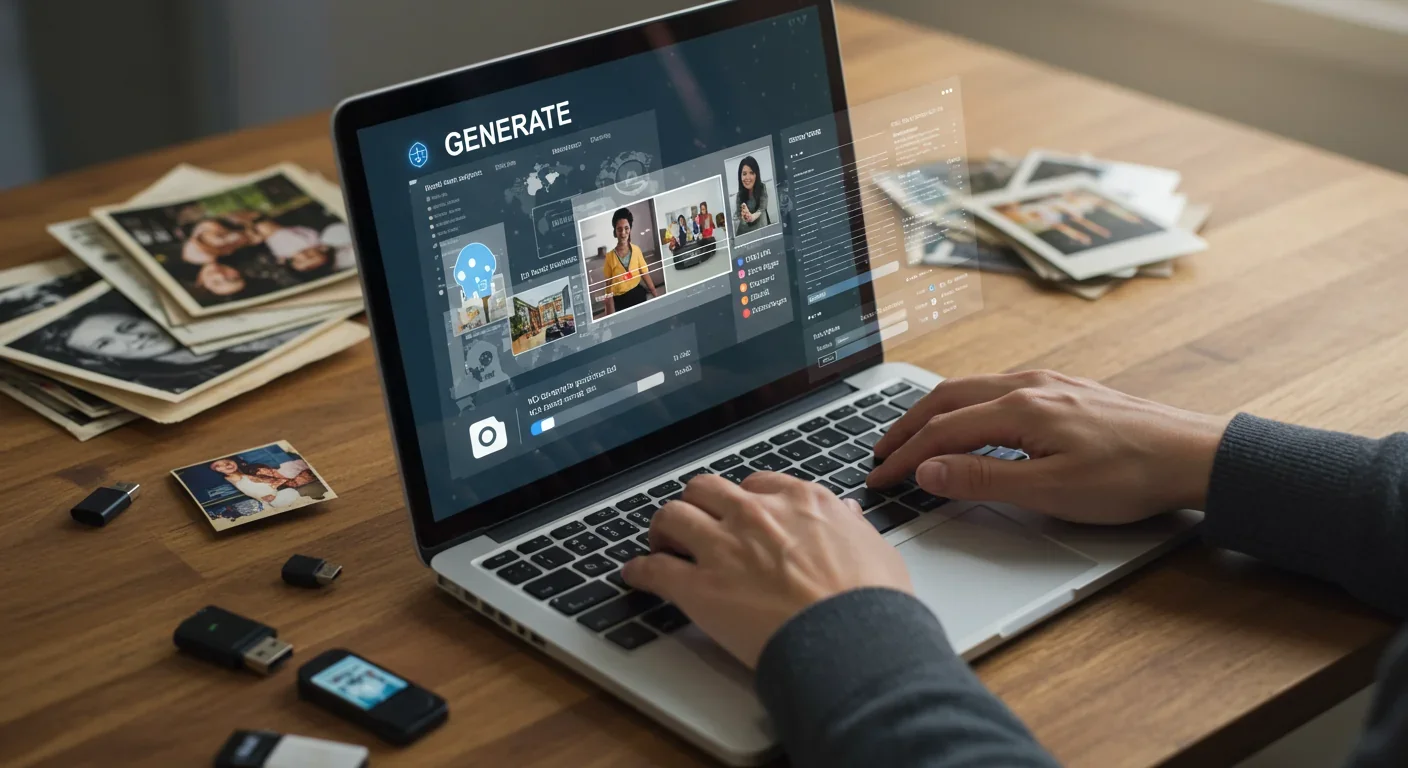 Person typing messages on smartphone using AI memorial chatbot application