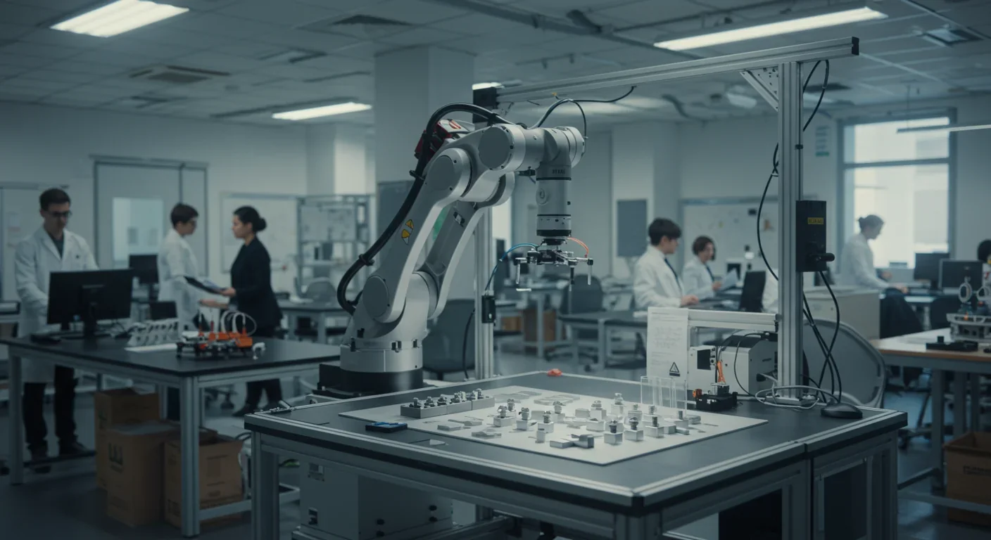 Robotic arm using AI to manipulate objects in a research laboratory