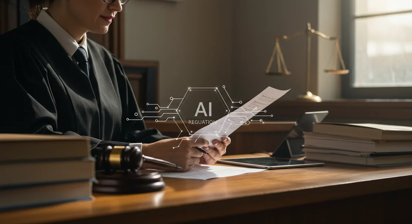 Executive presenting AI bias audit results and regulatory compliance status to company leadership