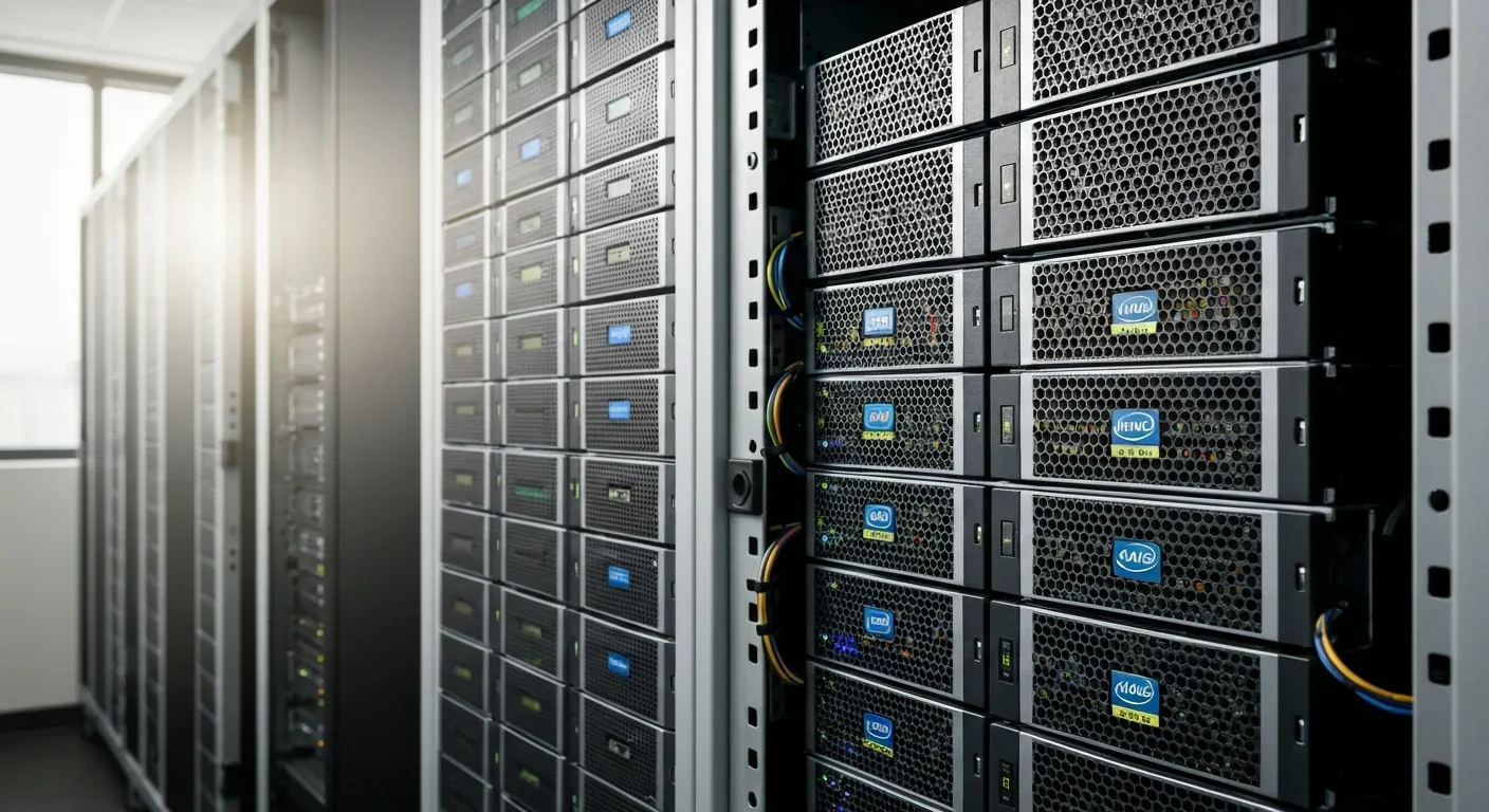 Server rack with multi-socket systems demonstrating NUMA architecture in enterprise computing
