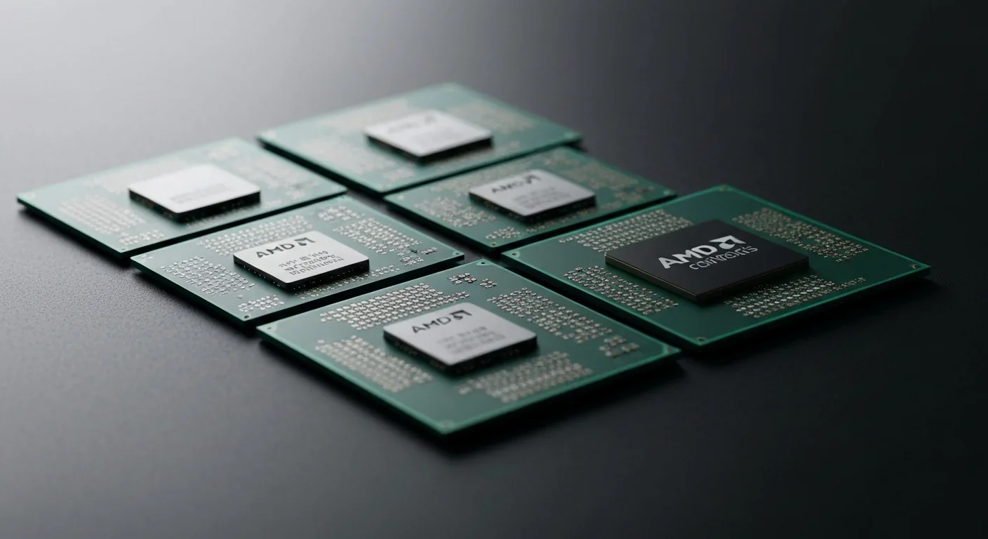 Chiplet-based processor showing multiple silicon dies interconnected on single package