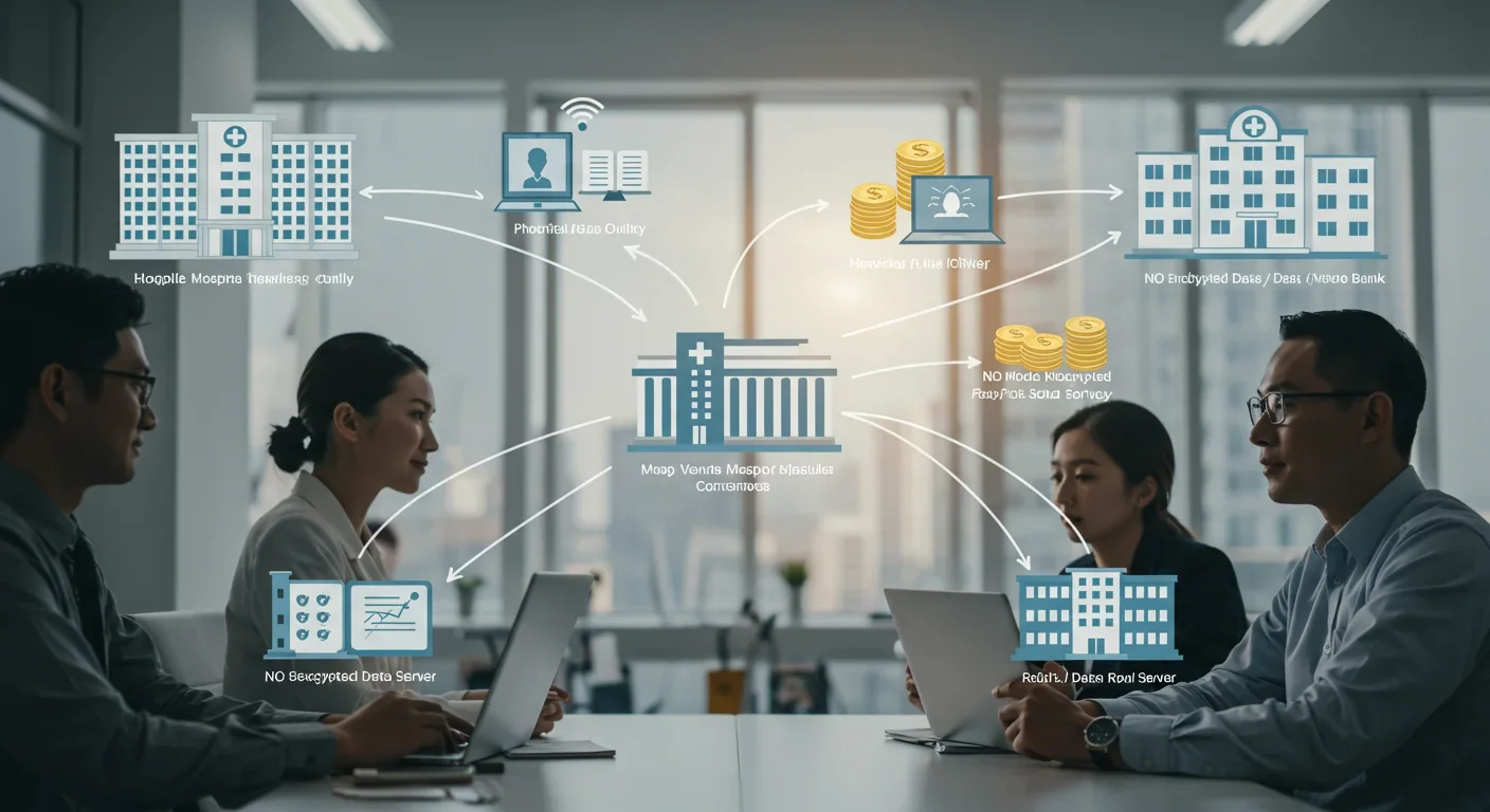 Federated learning network connecting hospitals and banks with secure model updates
