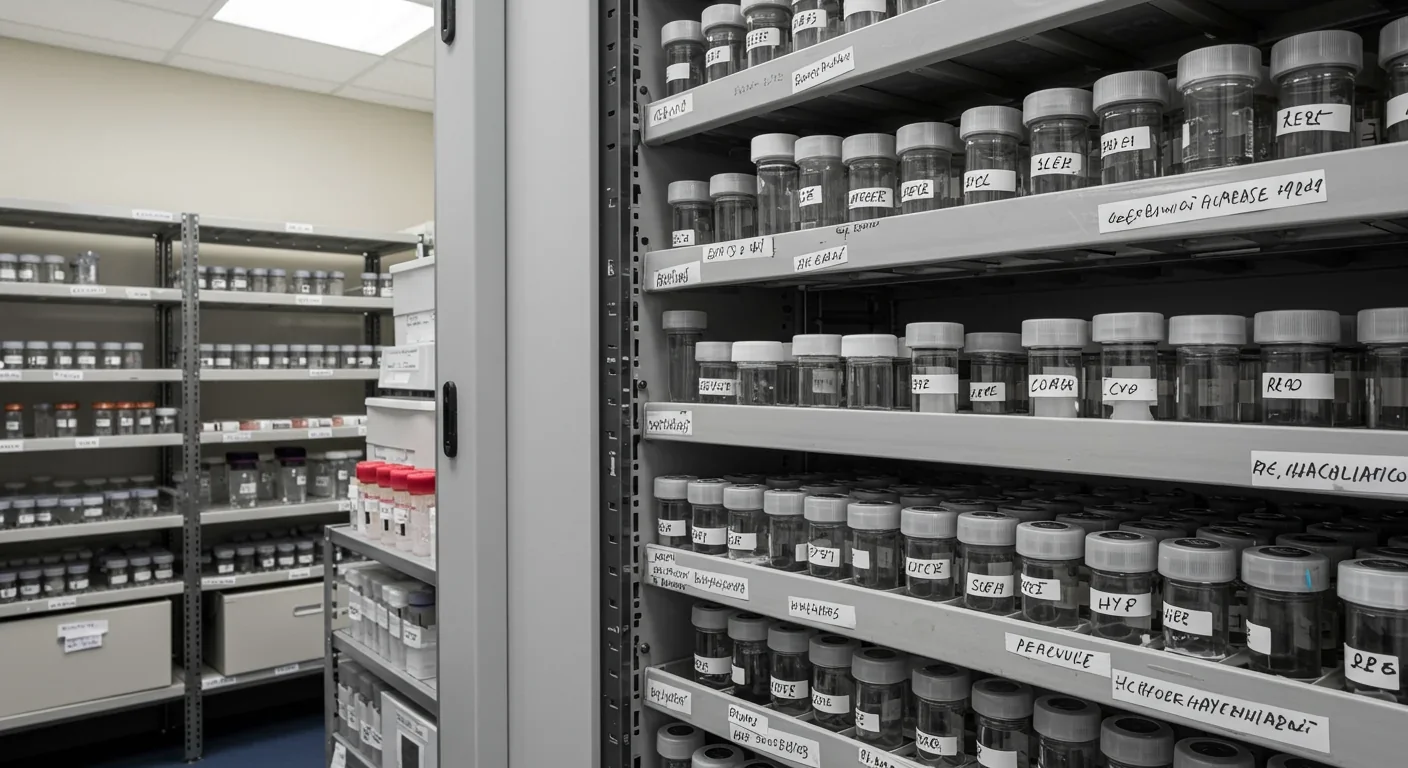 DNA storage vials in archival preservation system