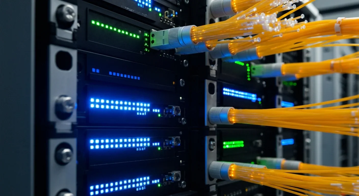 Advanced edge computing infrastructure with fiber optic connections and automated processing systems