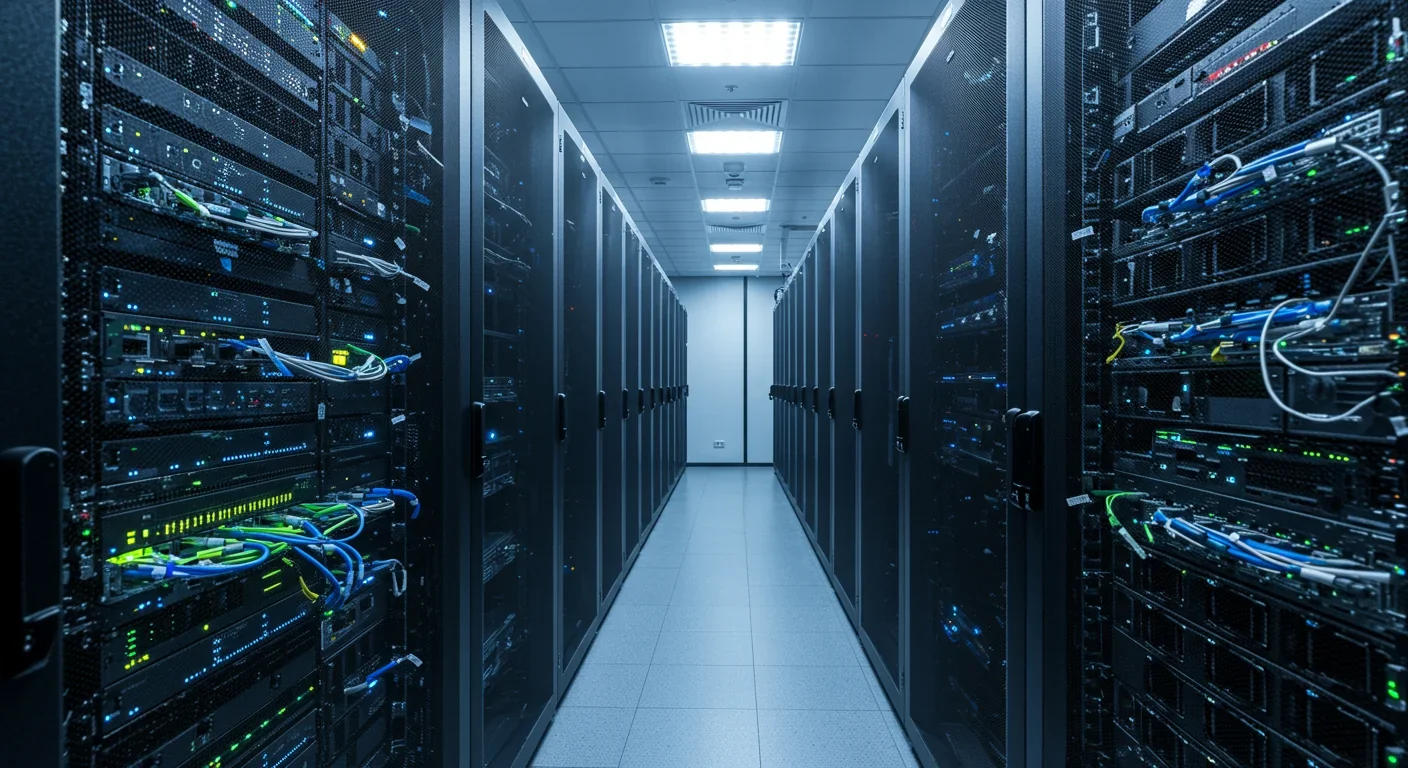Modern data center with servers requiring post-quantum cryptographic protection