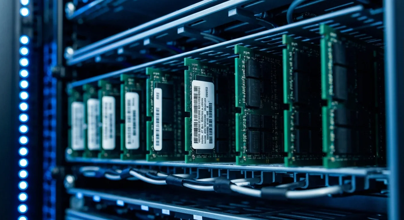Data center server showing high-bandwidth memory modules for AI processing