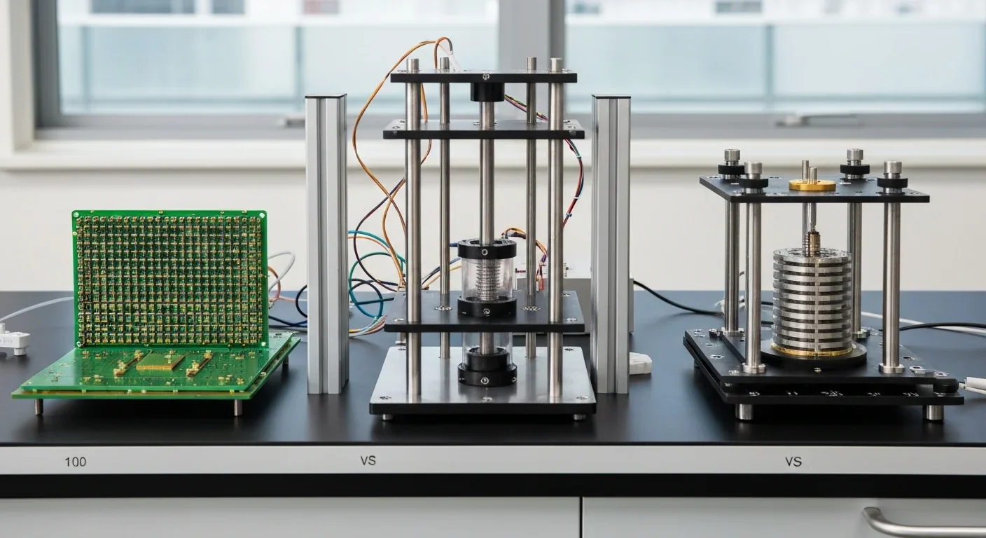 Comparison of superconducting, trapped ion, and silicon spin quantum computing platforms showing different cryogenic requirements