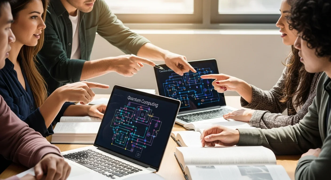 University students studying quantum computing and quantum circuit design