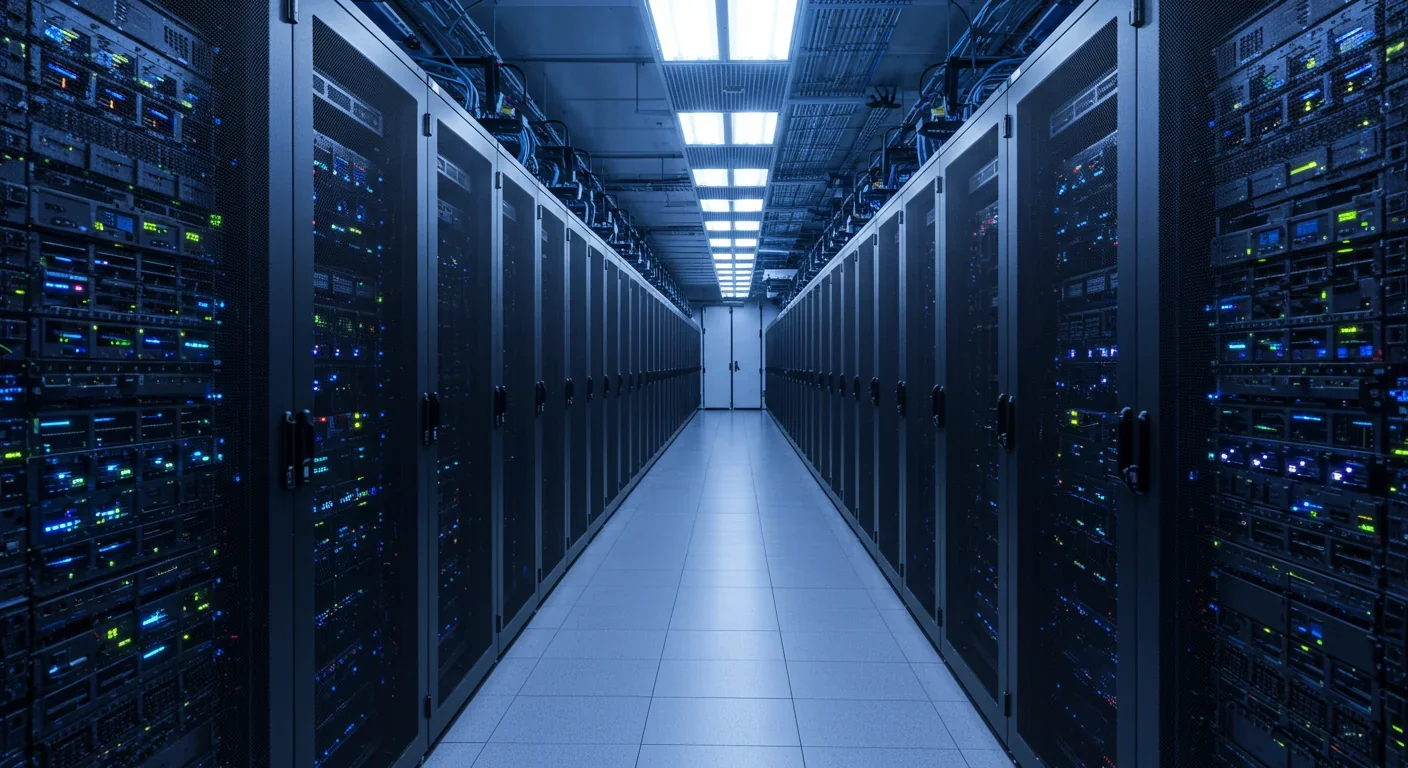 Modern data center server racks representing cloud computing infrastructure