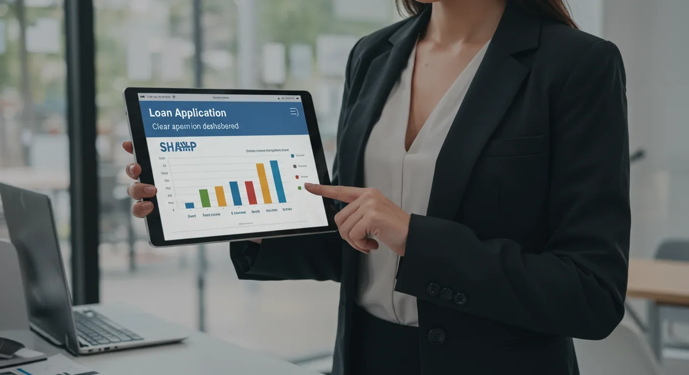 Business professional reviewing SHAP-based explanation for loan application decision