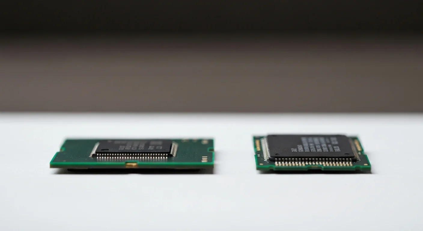 Two security chips compared side by side showing discrete TPM versus integrated module